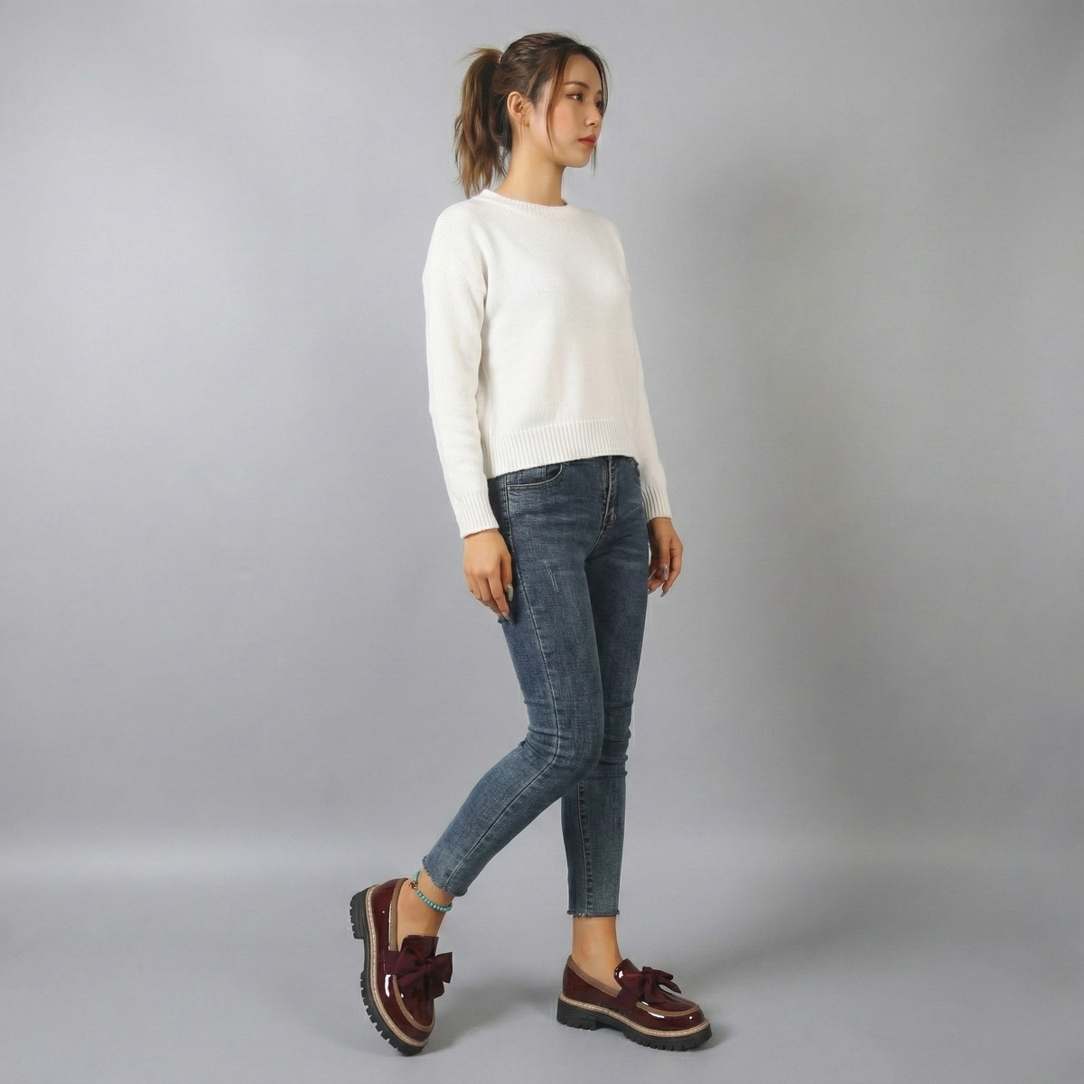 Bowknot Retro Thick-Soled Shoes - fabric detail