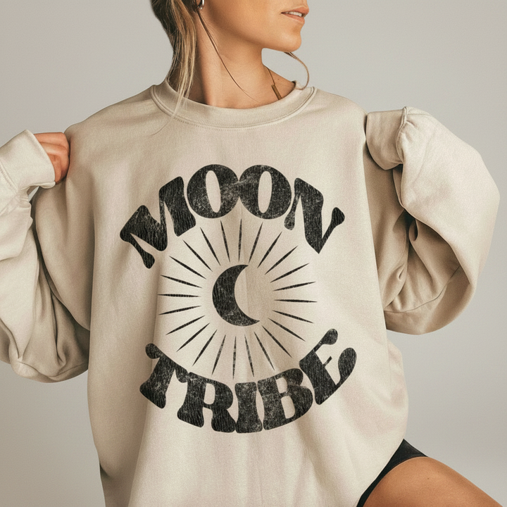Lunar Essence Fleece Crew – Moon Tribe Graphic Sweatshirt