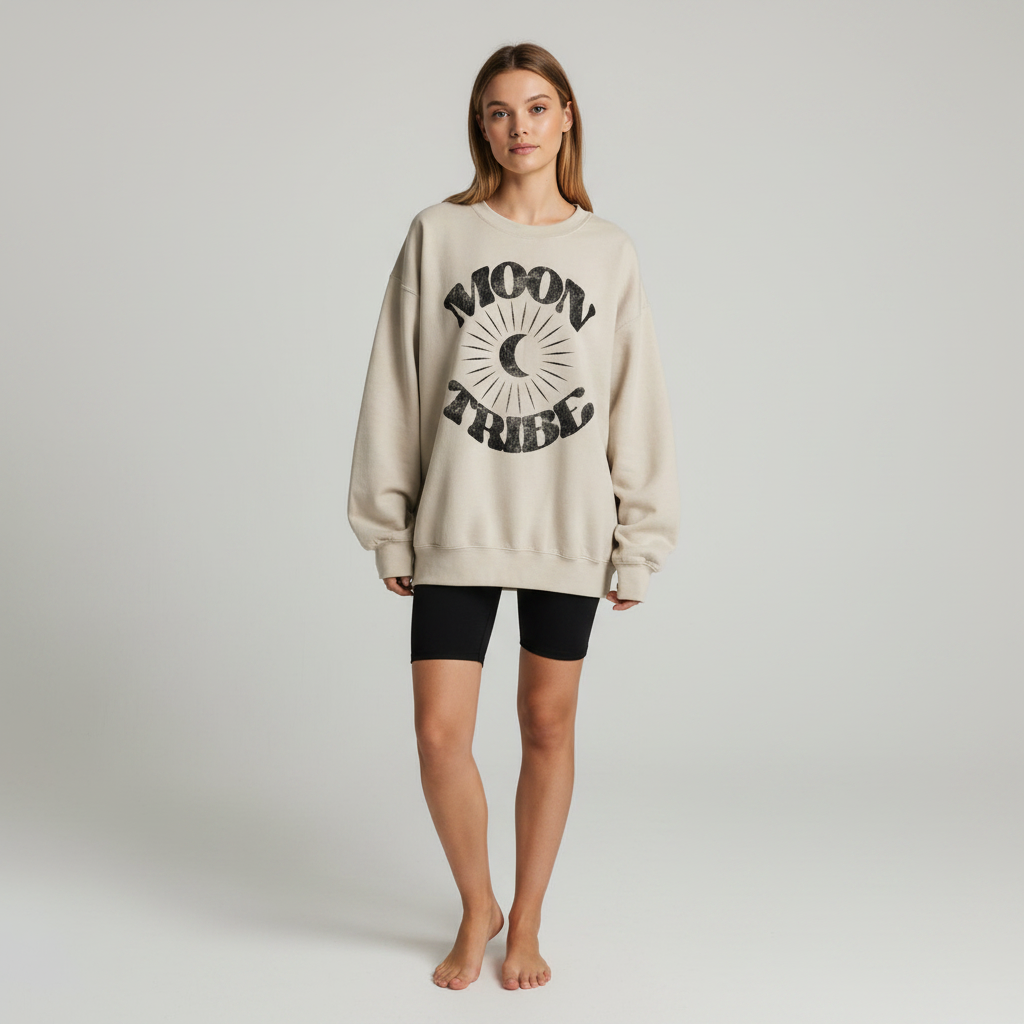 Lunar Essence Fleece Crew – Moon Tribe Graphic Sweatshirt
