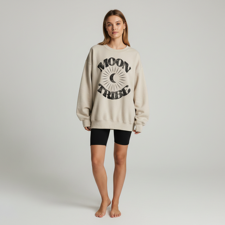 Lunar Essence Fleece Crew – Moon Tribe Graphic Sweatshirt