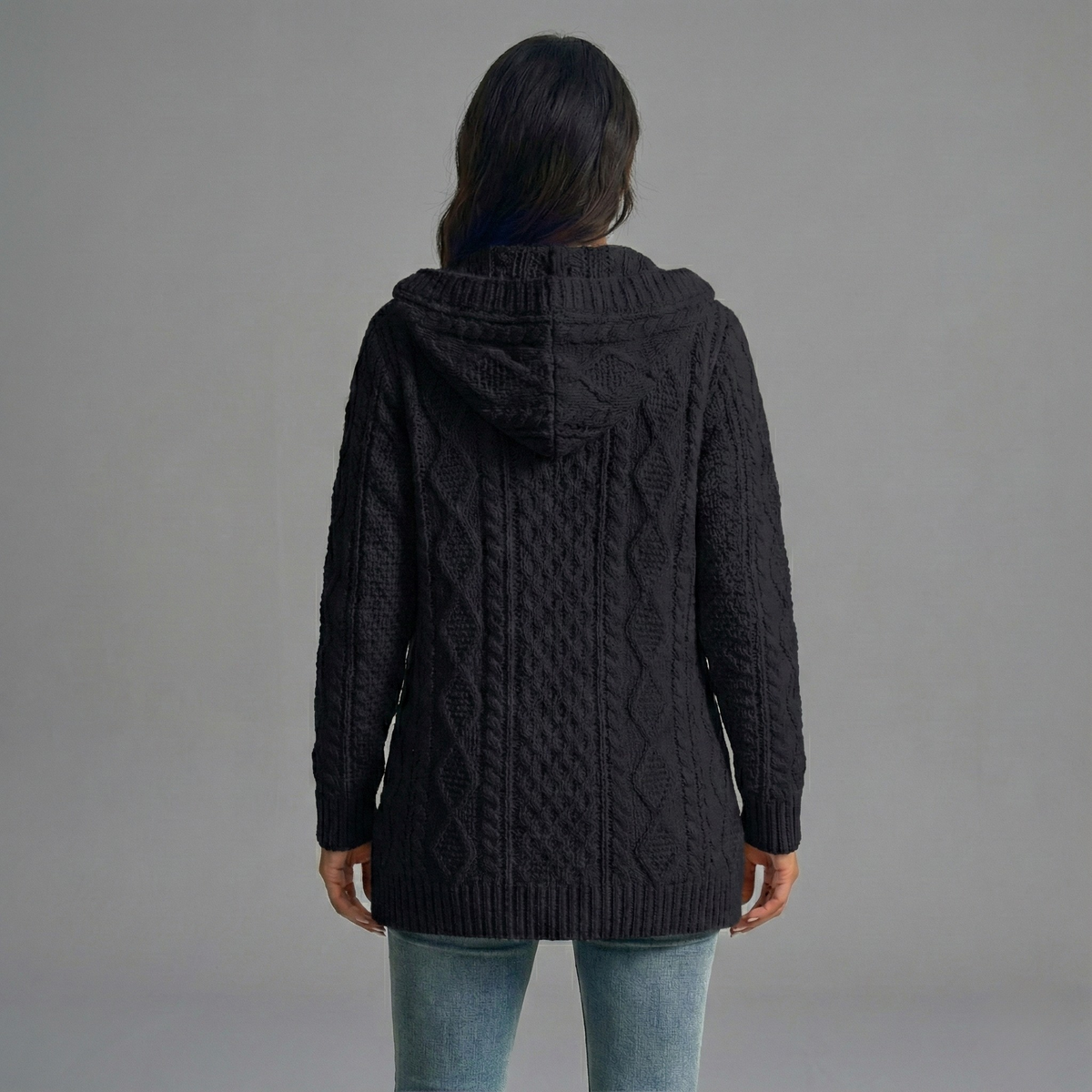Knit Hoodie Jacket - back view