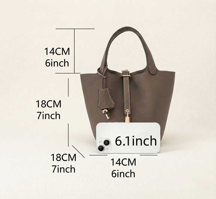Modern Leather Basket Handbag - back view