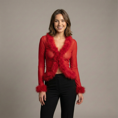 Mesh Casual Long Sleeve Top - side view