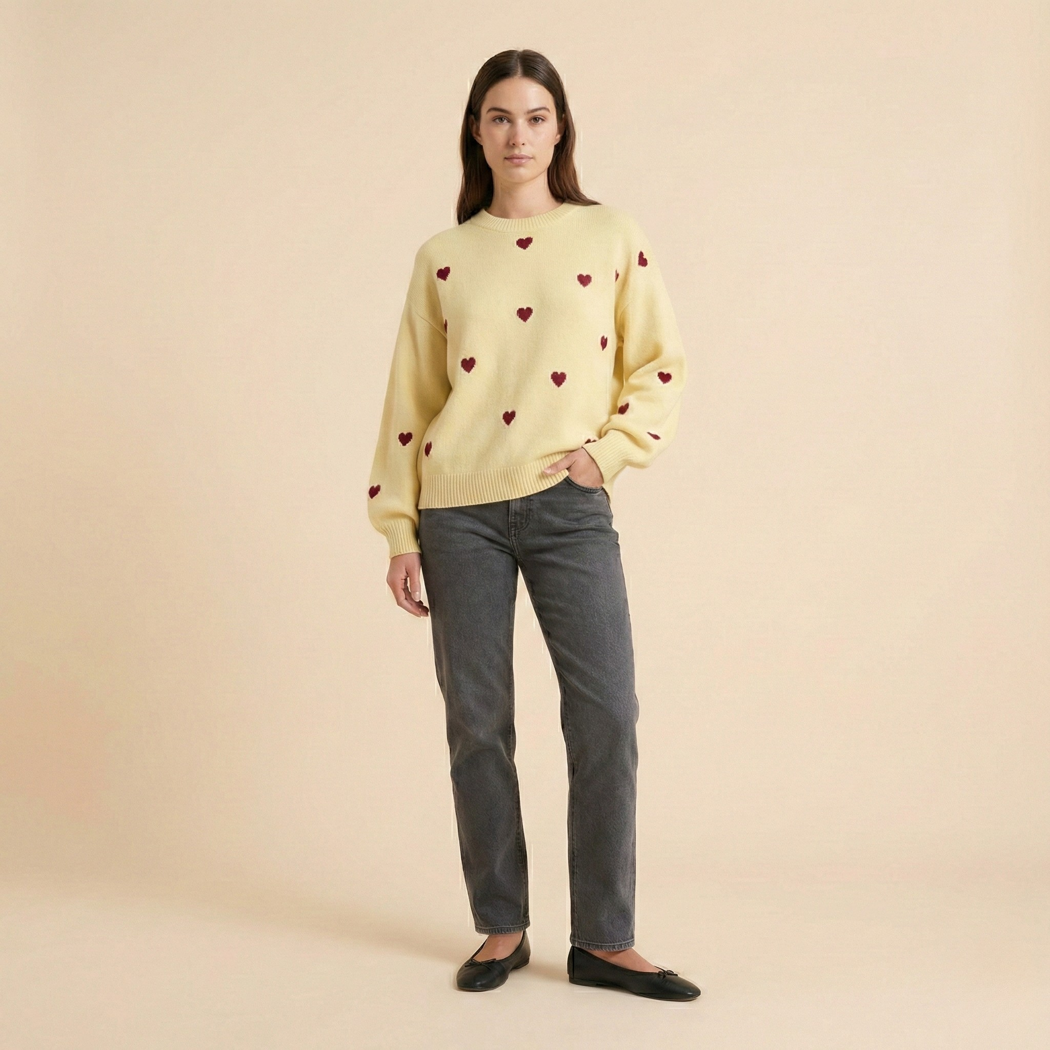 Little Heart Knit Pullover - fabric detail