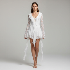 Lace Tie Flare Dress