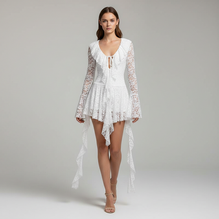 Lace Tie Flare Dress