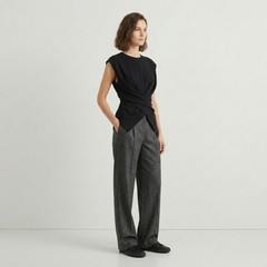 Ruched Back Tie Knit Top