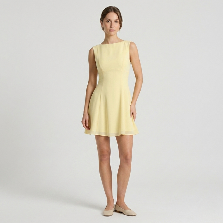 Boat Neck A-Line Mini Dress
