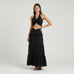 Pleated Halter Skirt Set
