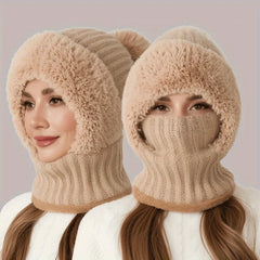 3-in-1 Winter Beanie Hat (Beige)