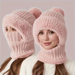 3-in-1 Winter Beanie Hat in (Pink)