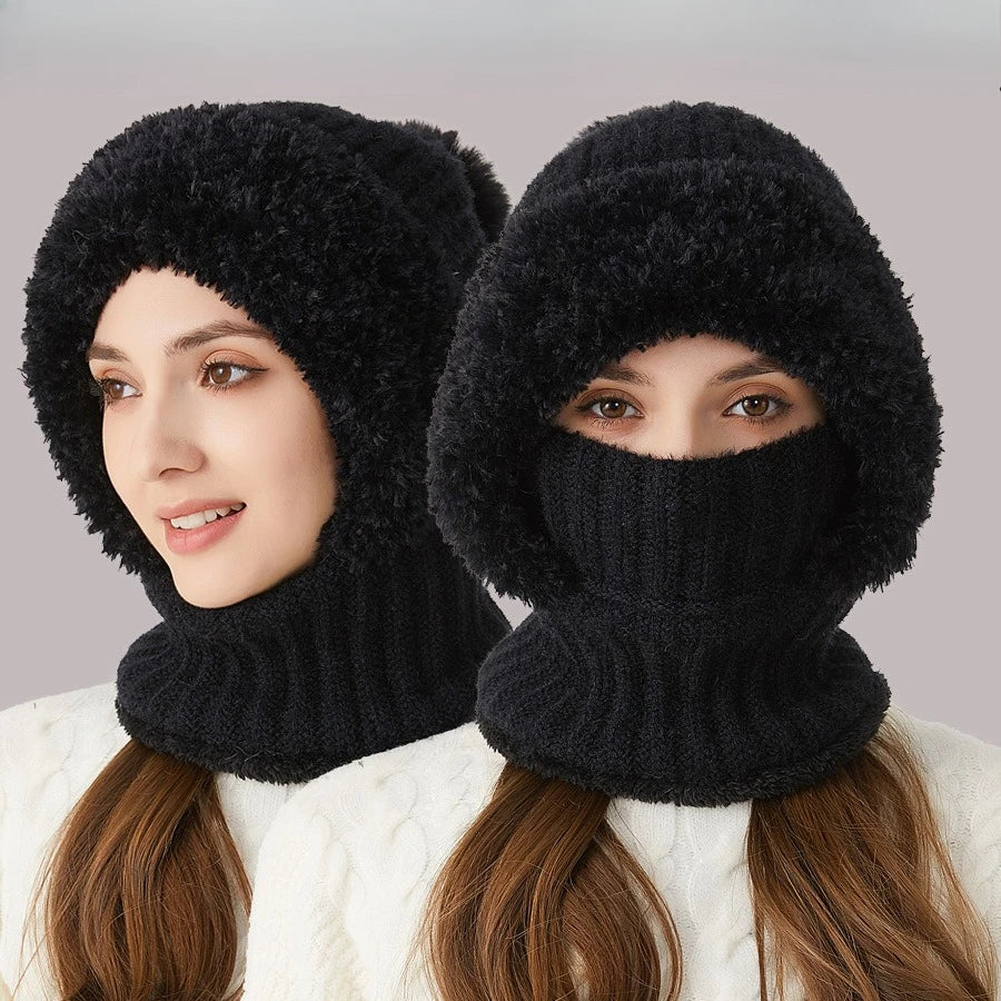 3-in-1 Winter Beanie Hat in Black