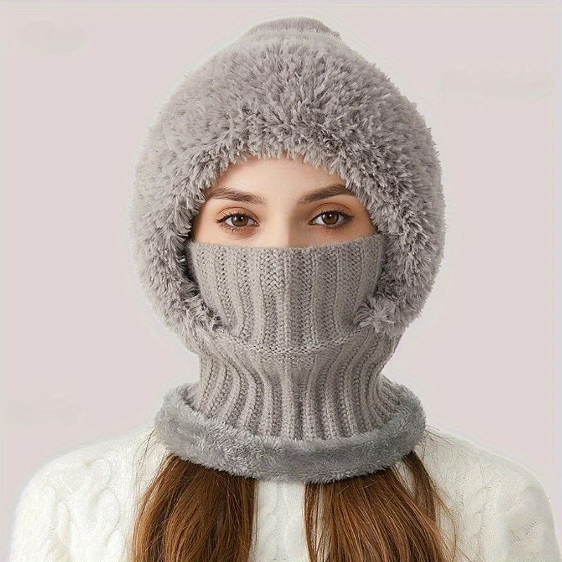 3-in-1 Winter Beanie Hat in Gray