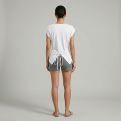 Ruched Back Tie Knit Top