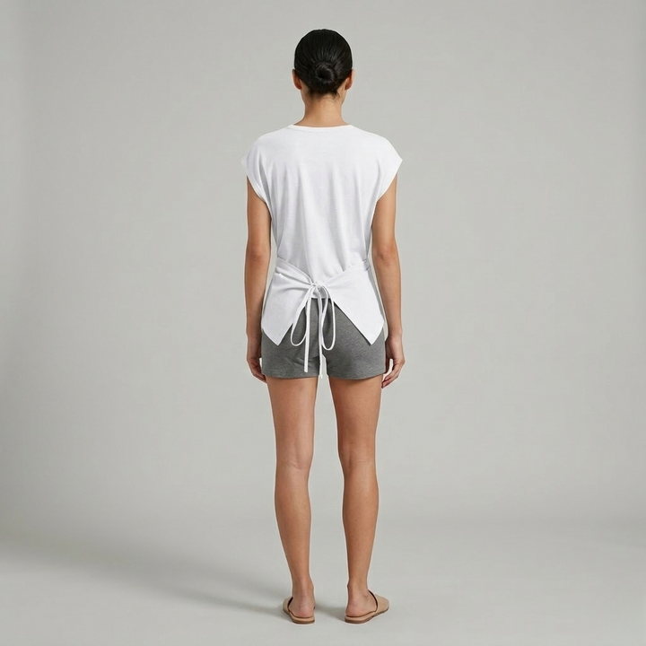 Ruched Back Tie Knit Top