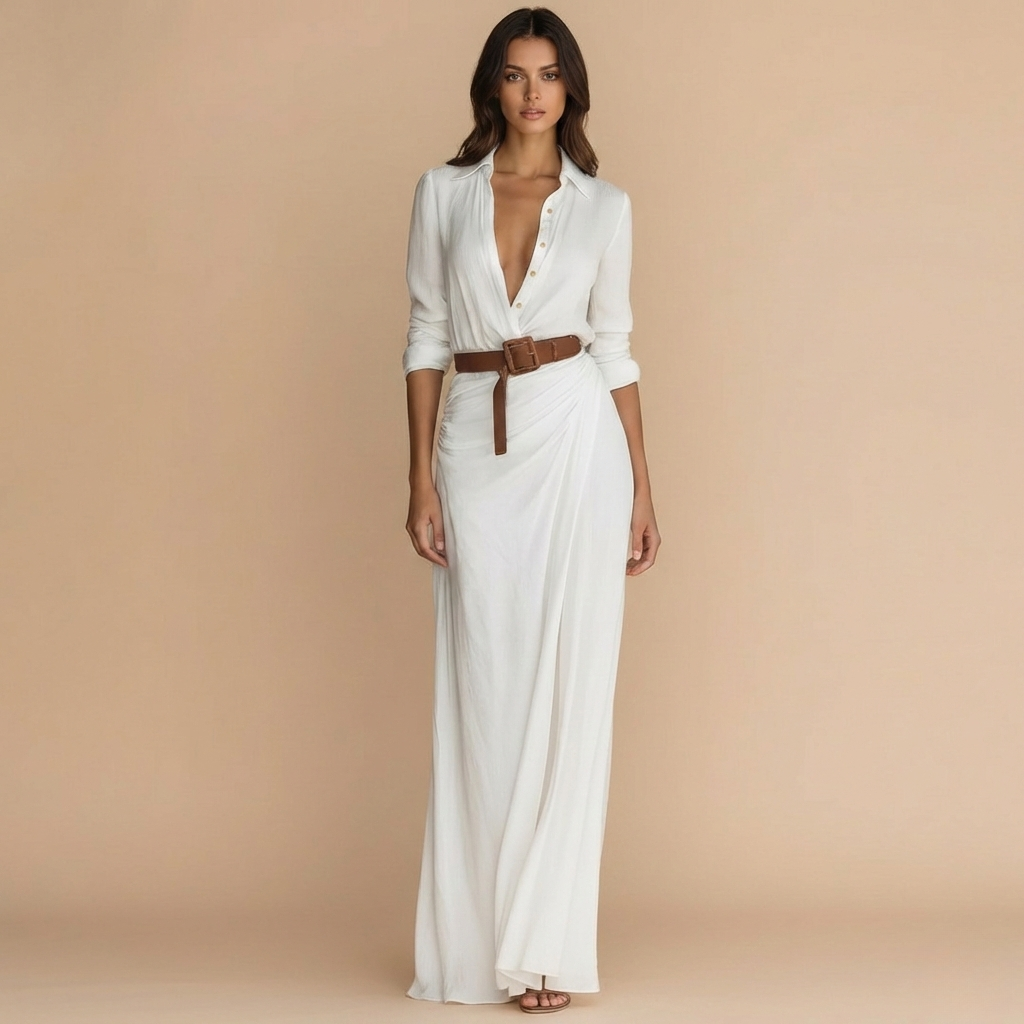 Ruched Maxi Dress - back view