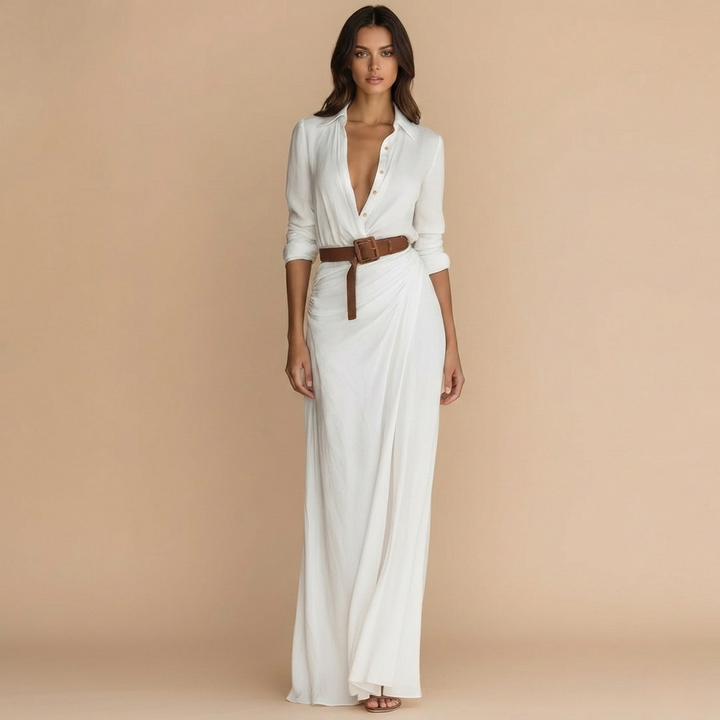 Ruched Maxi Dress - back view