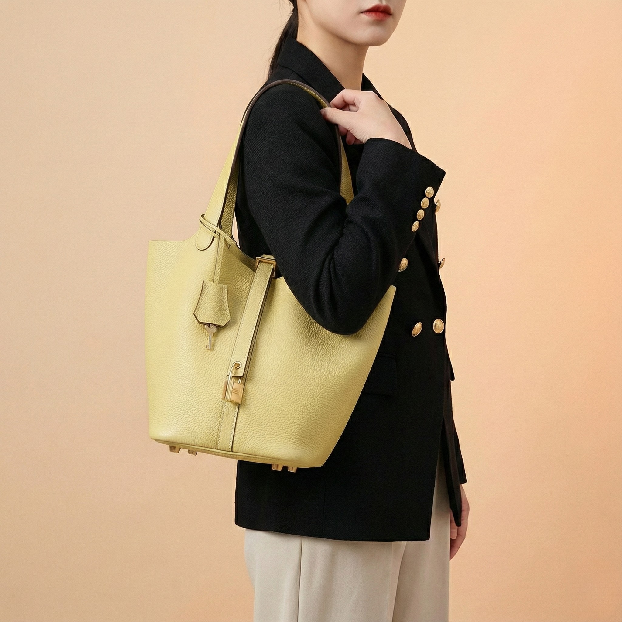 Modern Leather Basket Handbag