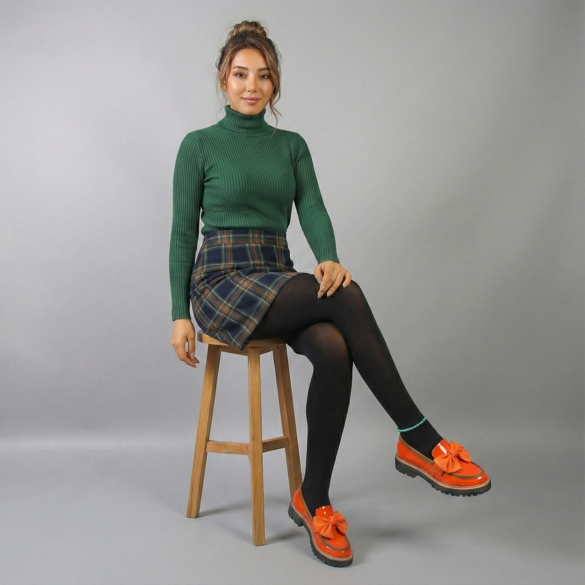 Bowknot Retro Thick-Soled Shoes - side view