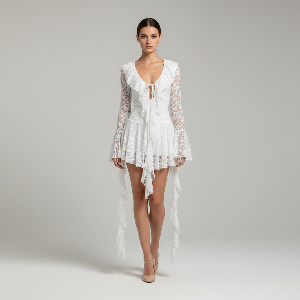 Lace Tie Flare Dress
