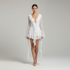 Lace Tie Flare Dress