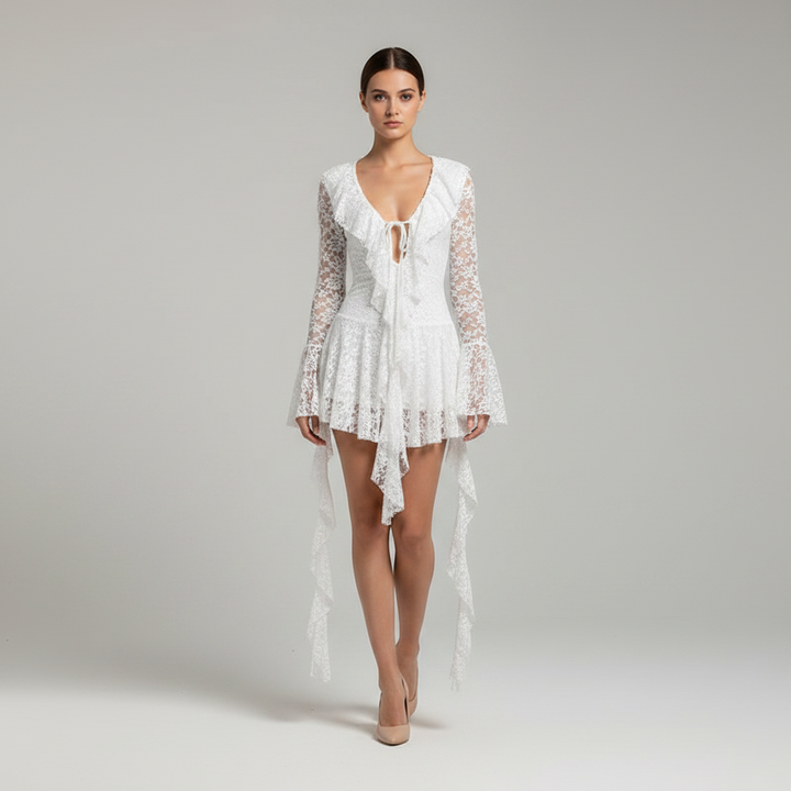 Lace Tie Flare Dress