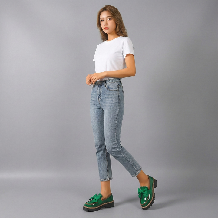 Bowknot Retro Thick-Soled Shoes - colour option