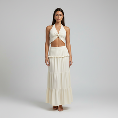 Pleated Halter Skirt Set