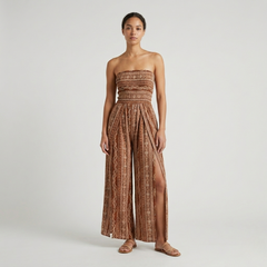 Boho Strapless Wide Leg Jumpsuit