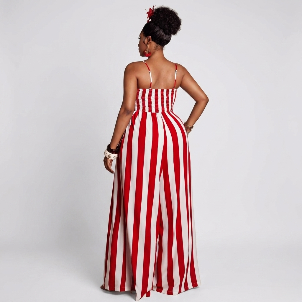 Striped Tie Front Jumpsuit