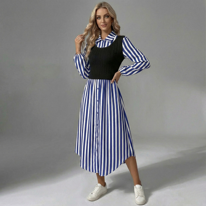 Striped Layred Midi Dress - side view