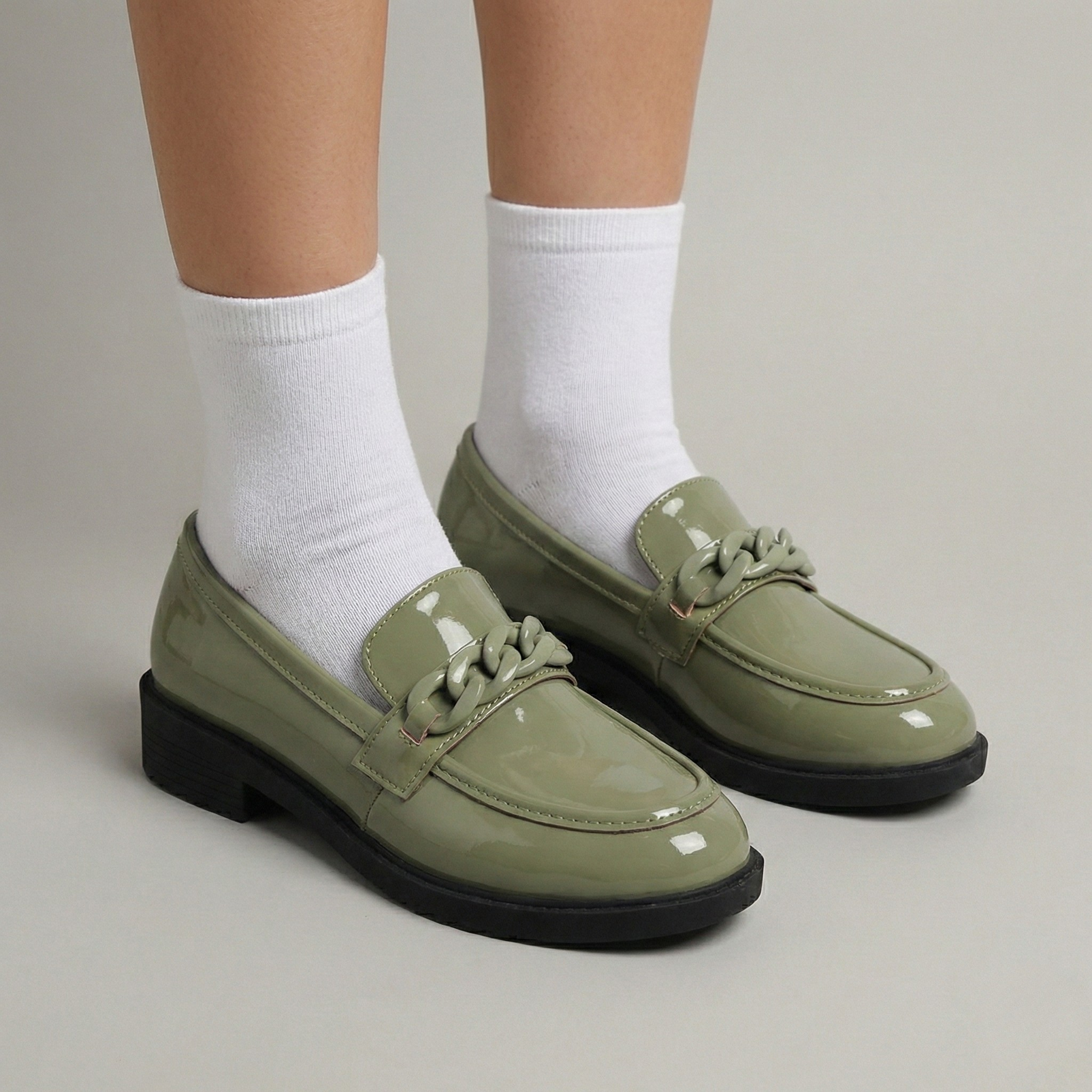 Chunky Chain Loafers - fabric detail