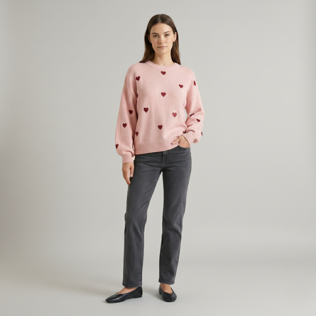 Little Heart Knit Pullover - front view