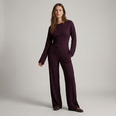 Round Neck Flare Sleeve Top & Bottom Set - side view