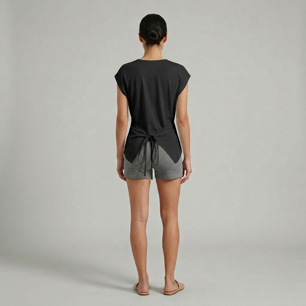 Ruched Back Tie Knit Top