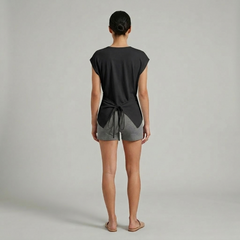 Ruched Back Tie Knit Top