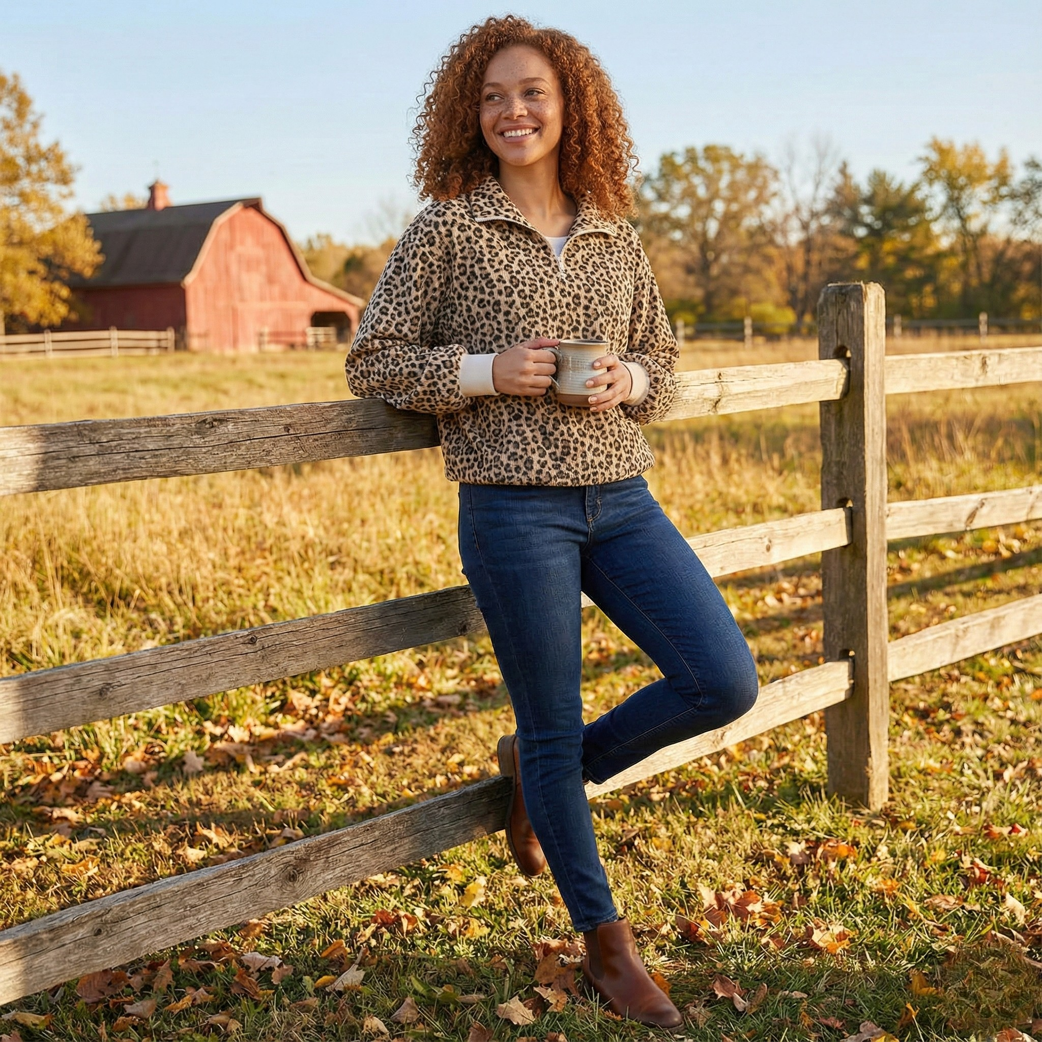 Autumn Farm with Red Barn