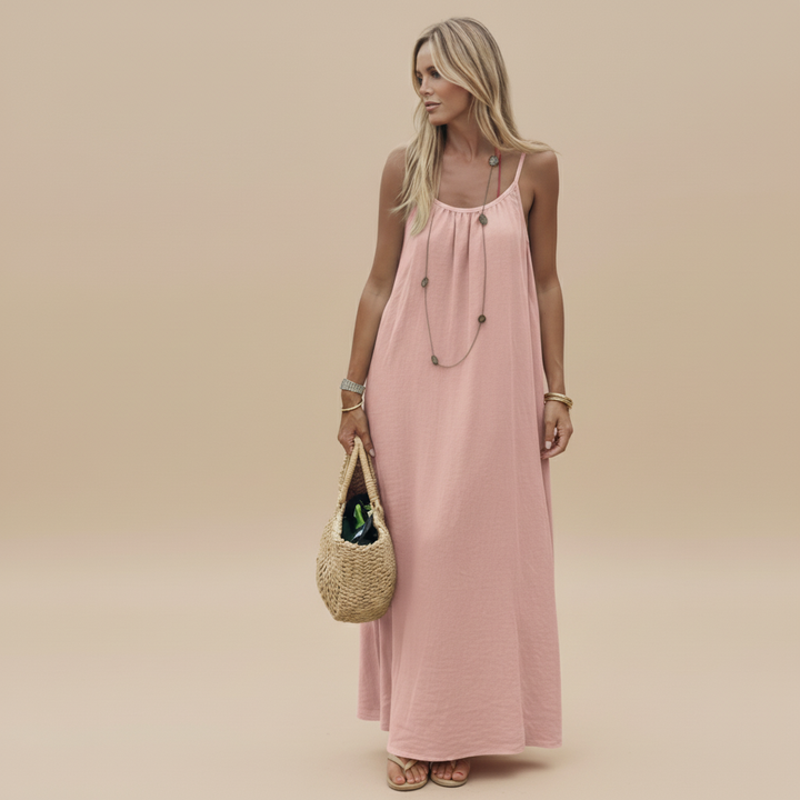 Loose Fit Spaghetti Strap Dress - fabric detail