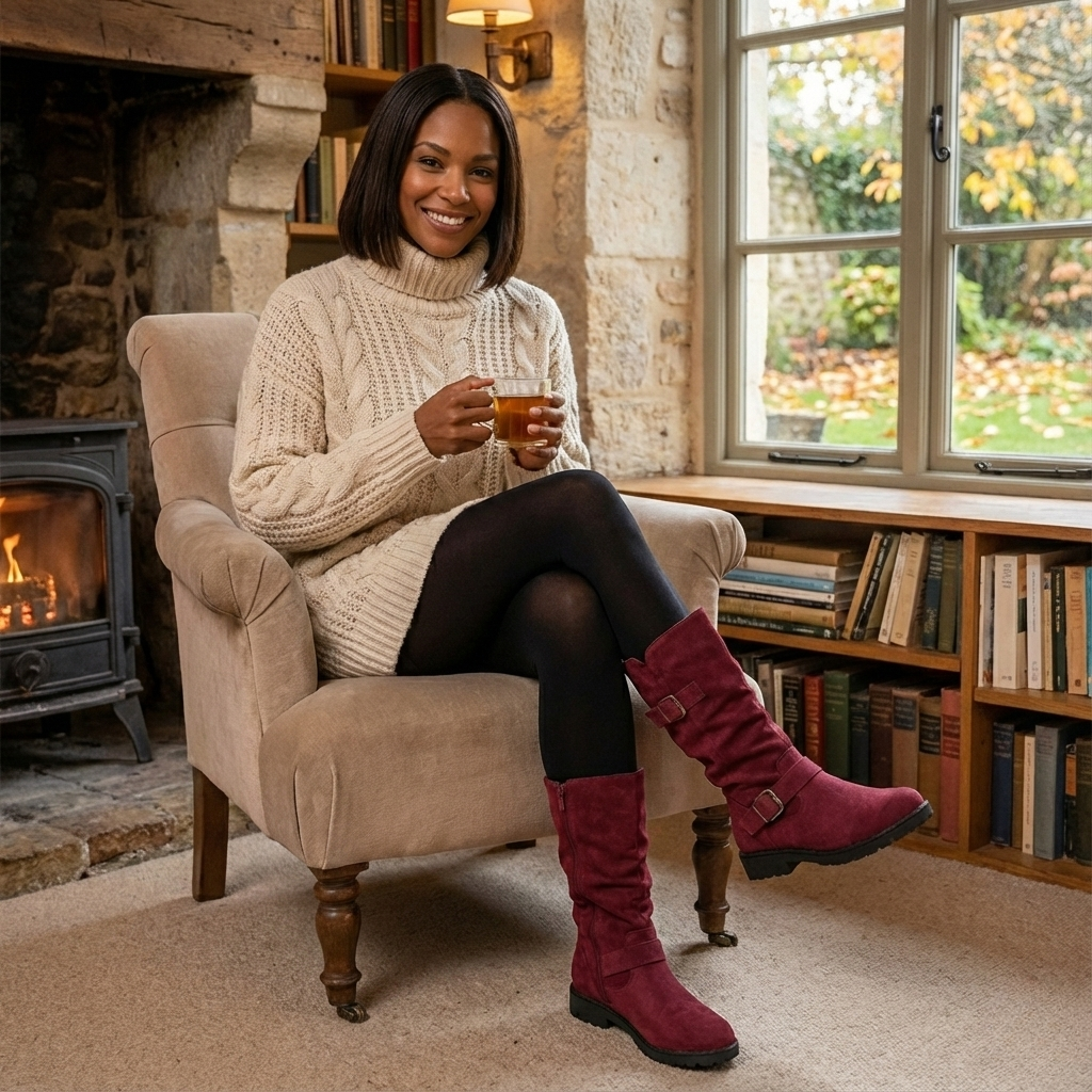 Burgundy Boots and Books