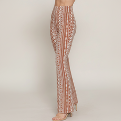 Printed Elastic Flare Pants - colour option