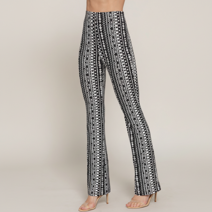 Printed Elastic Flare Pants - back view