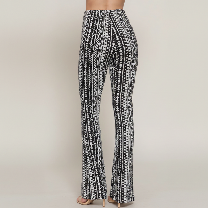 Printed Elastic Flare Pants - detail view