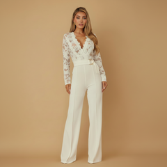 Crochet Long Sleeve Jumpsuit - back view