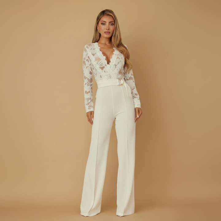 Crochet Long Sleeve Jumpsuit - back view