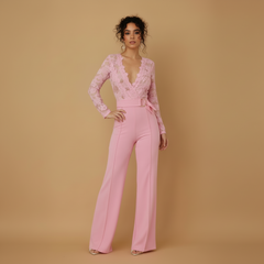 Crochet Long Sleeve Jumpsuit - close-up
