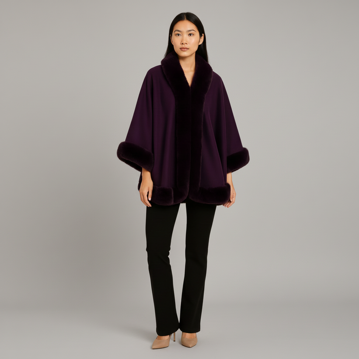 Faux Fur Cape Jacket - back view