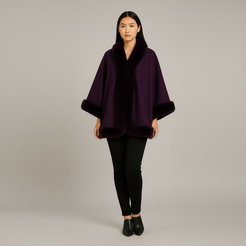 Faux Fur Cape Jacket - side view