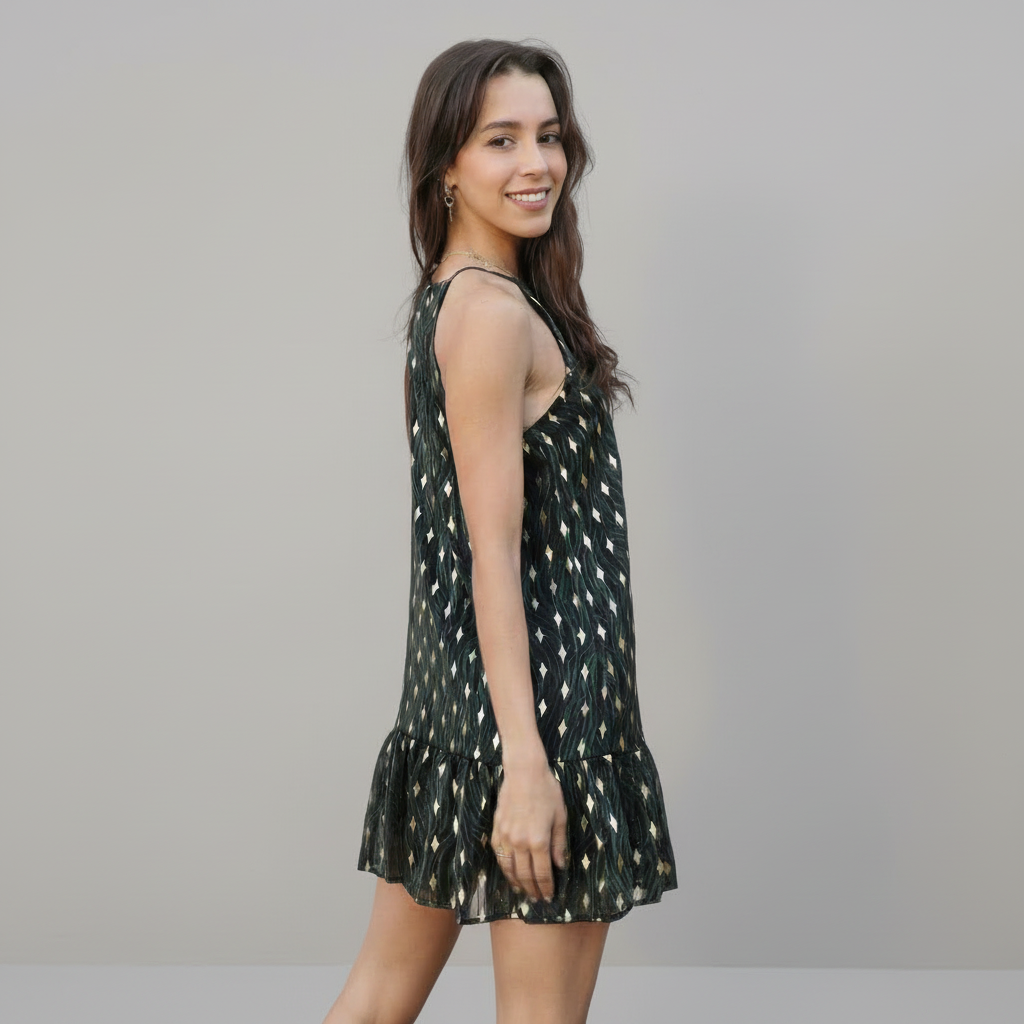 Ruffle Halter Dress - back view