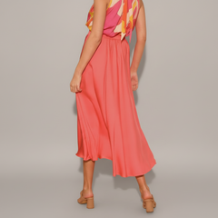 Washed Poly Silk Midi Swing Skirt - side view