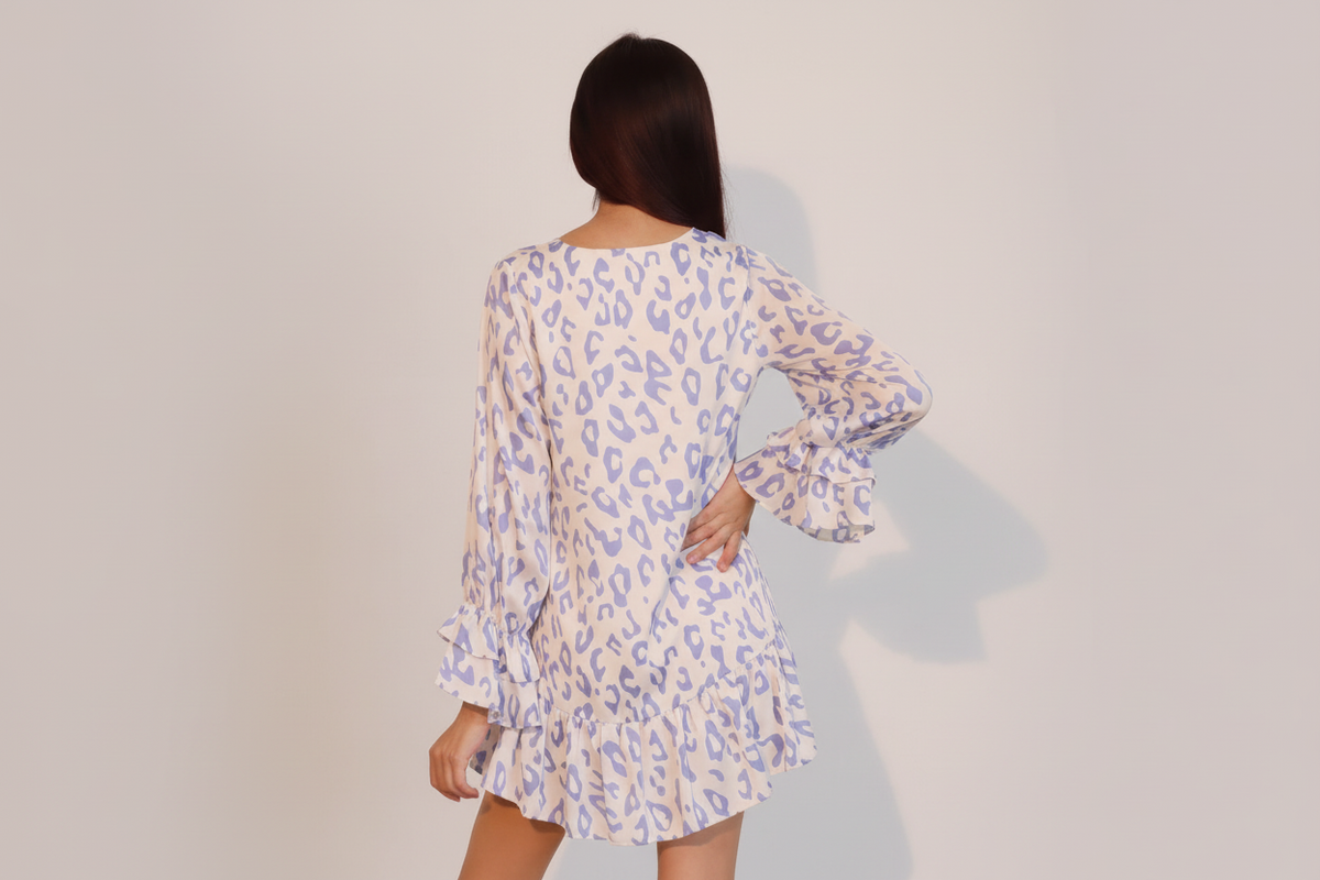 Simple Leopard Ruffle Dress - fabric detail